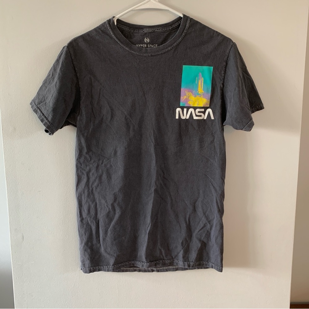 Gray NASA Tee Shirt Short Sleeve Mens Size Small Large Graphic Top